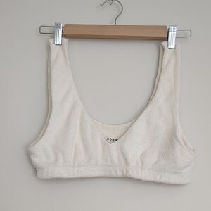 DONNI. cream colored terry cloth bra soft pullover lounge bralette M